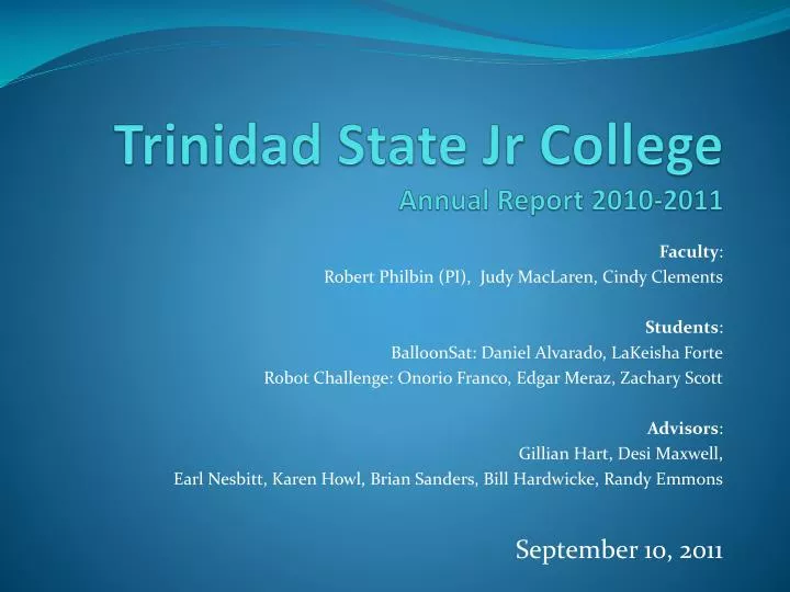 trinidad state jr college annual report 2010 2011