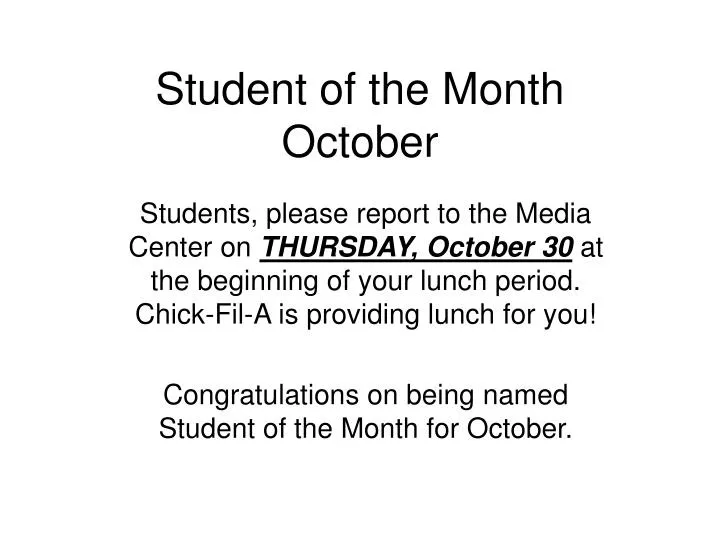 student of the month october