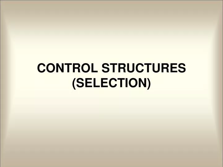 control structures selection