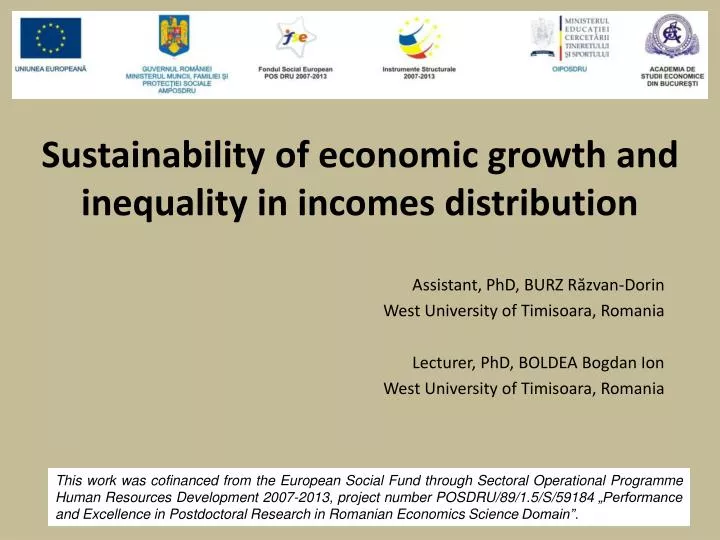 sustainability of economic growth and inequality in incomes distribution