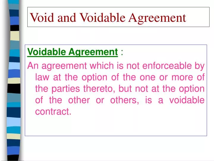 void and voidable agreement