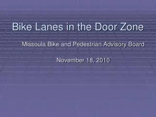 Bike Lanes in the Door Zone