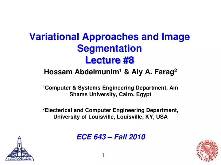 variational approaches and image segmentation lecture 8