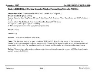 Project: IEEE P802.15 Working Group for Wireless Personal Area Networks (WPANs)