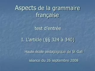 aspects de la grammaire fran aise