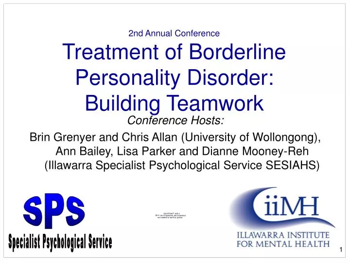 2nd annual conference treatment of borderline personality disorder building teamwork