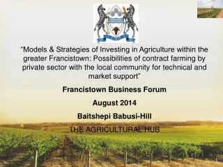 Overview of Agric Sector in Botswana