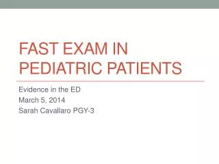FAST Exam in pediatric patients