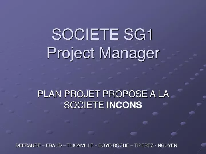 societe sg1 project manager
