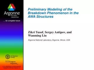 Preliminary Modeling of the Breakdown Phenomenon in the AWA Structures