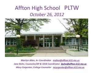 Affton High School PLTW October 26, 2012
