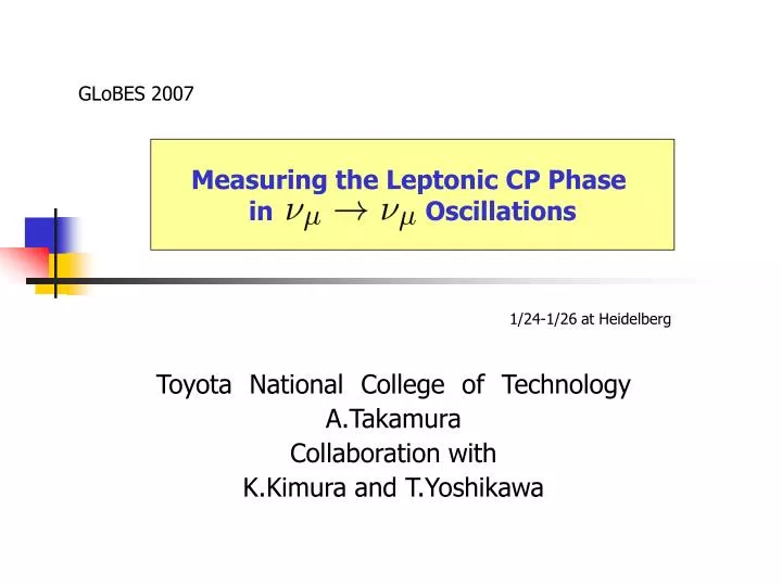 toyota national college of technology a takamura collaboration with k kimura and t yoshikawa