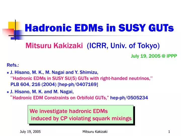 hadronic edms in susy guts