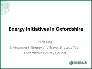 Energy Initiatives in Oxfordshire