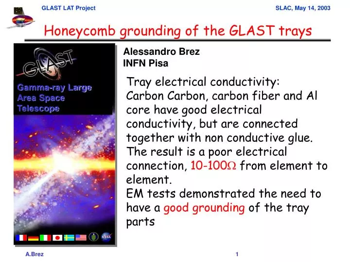 honeycomb grounding of the glast trays
