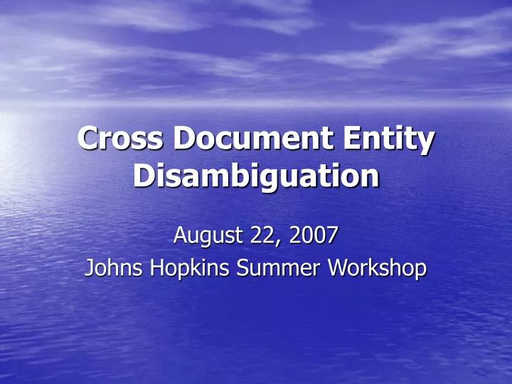 cross document entity disambiguation