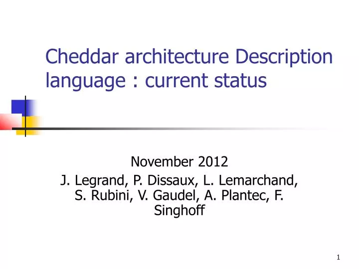 november 2012 j legrand p dissaux l lemarchand s rubini v gaudel a plantec f singhoff