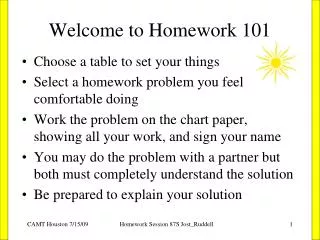 Welcome to Homework 101