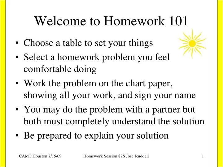 welcome to homework 101