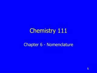 Chemistry 111