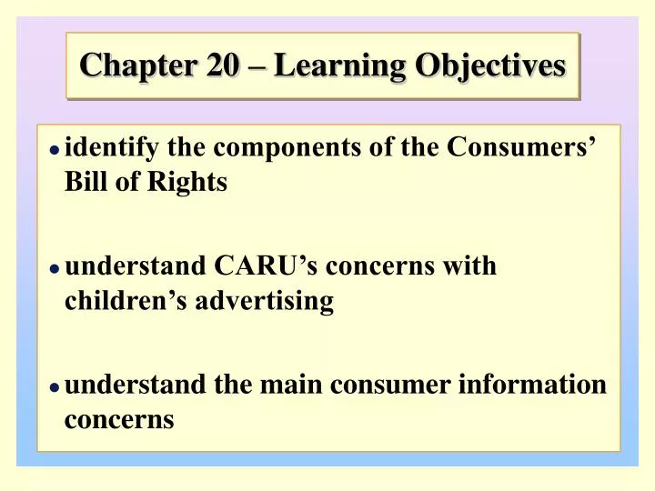 chapter 20 learning objectives