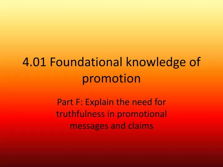 4 01 foundational knowledge of promotion