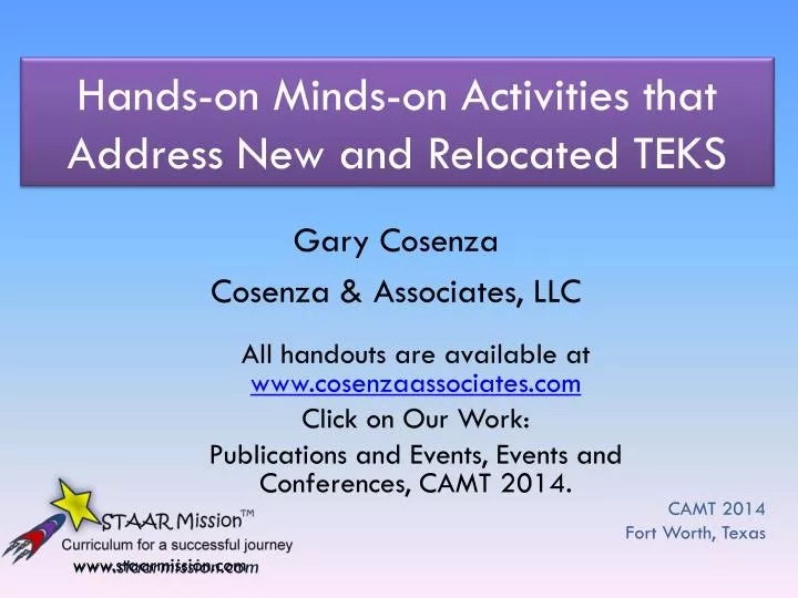 hands on minds on activities that address new and relocated teks