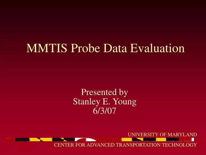 mmtis probe data evaluation