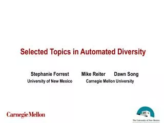 Selected Topics in Automated Diversity