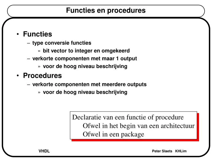 functies en procedures