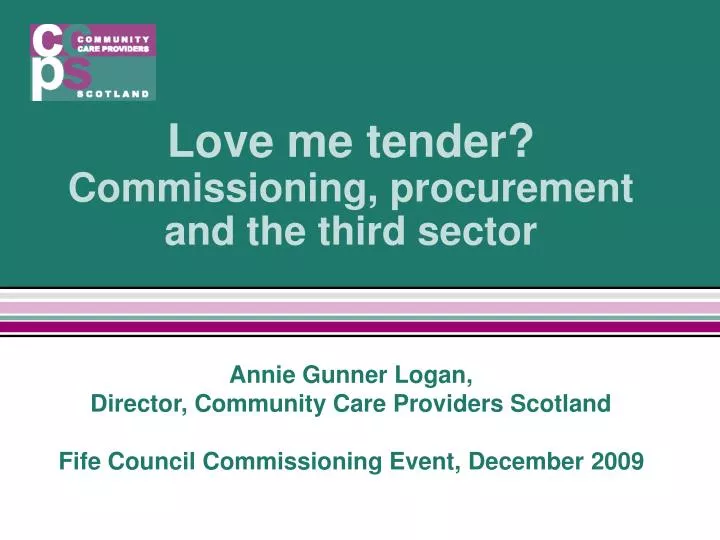love me tender commissioning procurement and the third sector