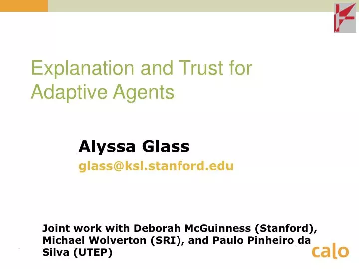 explanation and trust for adaptive agents