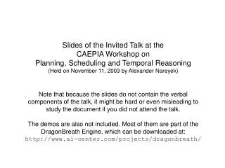 Slides of the Invited Talk at the CAEPIA Workshop on
