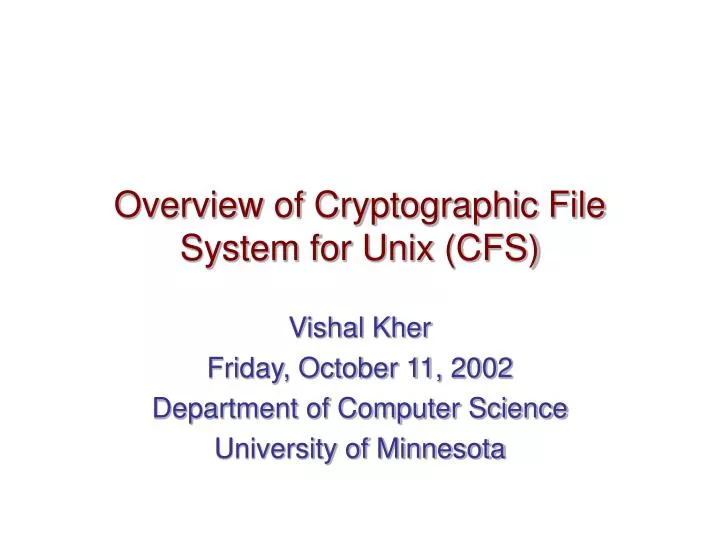 overview of cryptographic file system for unix cfs