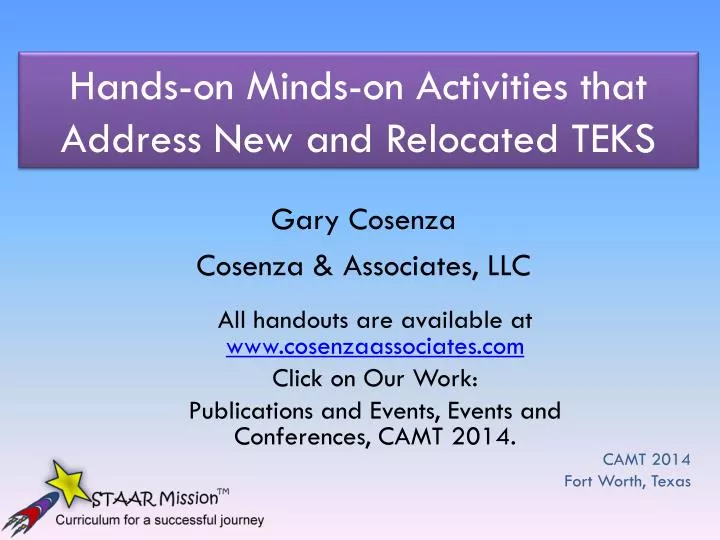 hands on minds on activities that address new and relocated teks