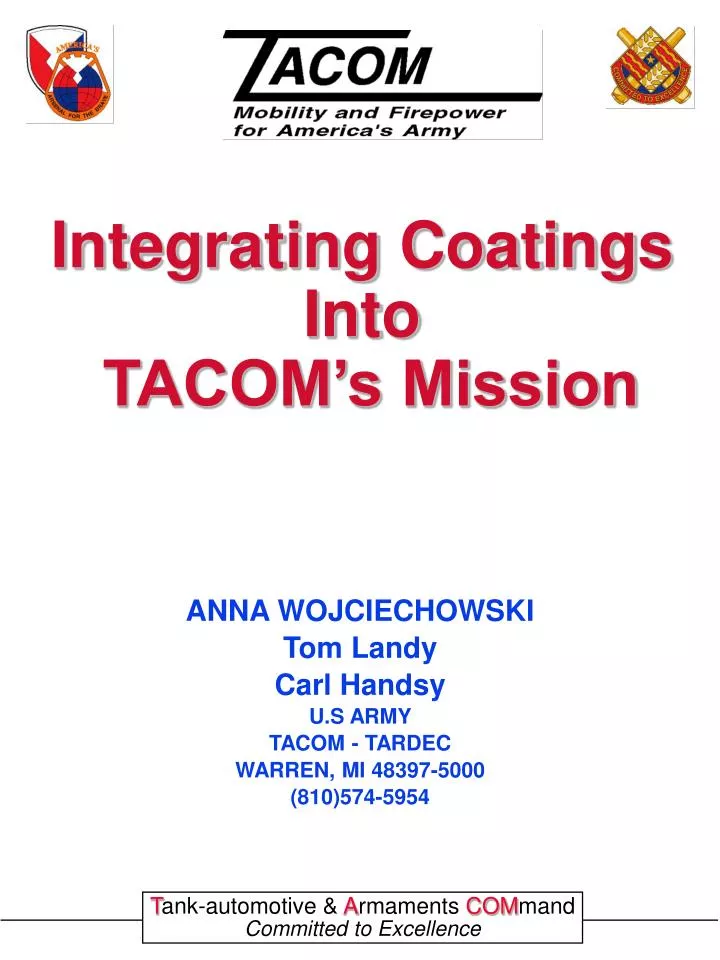 integrating coatings into tacom s mission