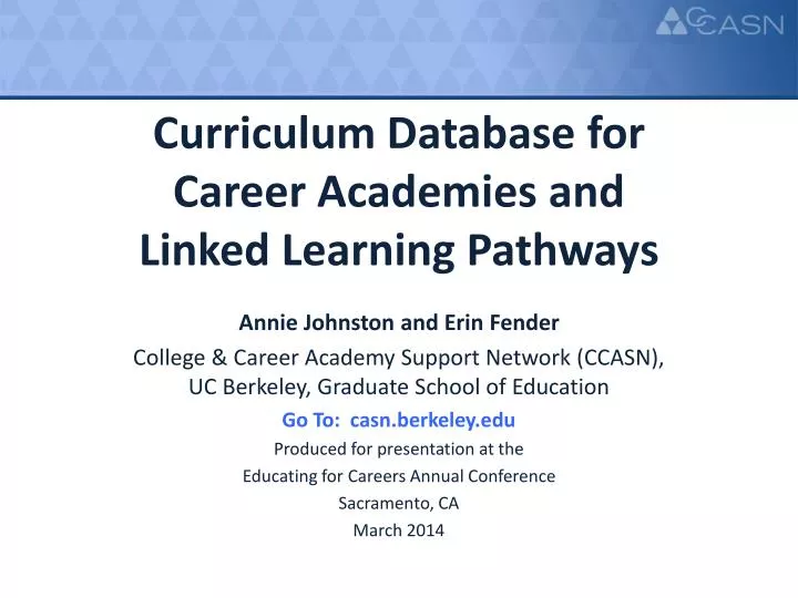 curriculum database for career academies and linked learning pathways