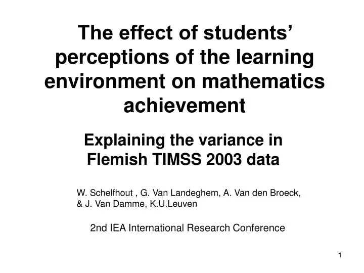 the effect of students perceptions of the learning environment on mathematics achievement