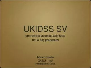 UKIDSS SV