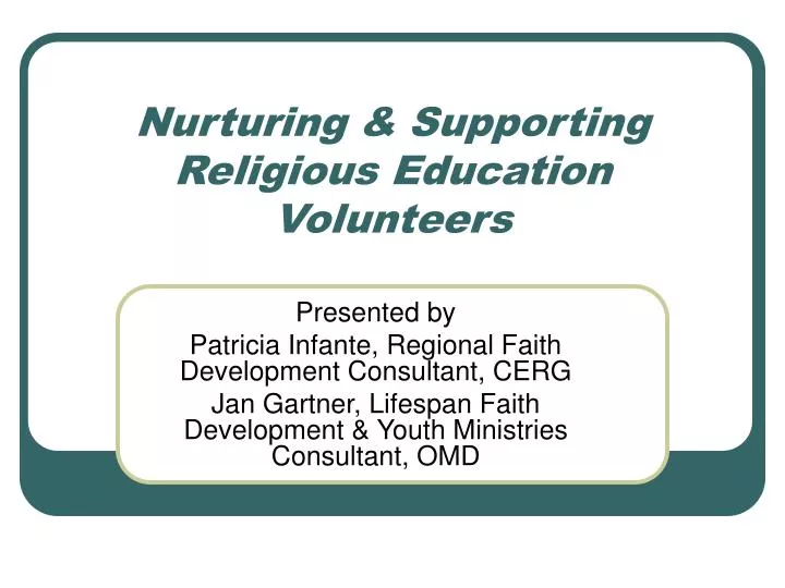 nurturing supporting religious education volunteers