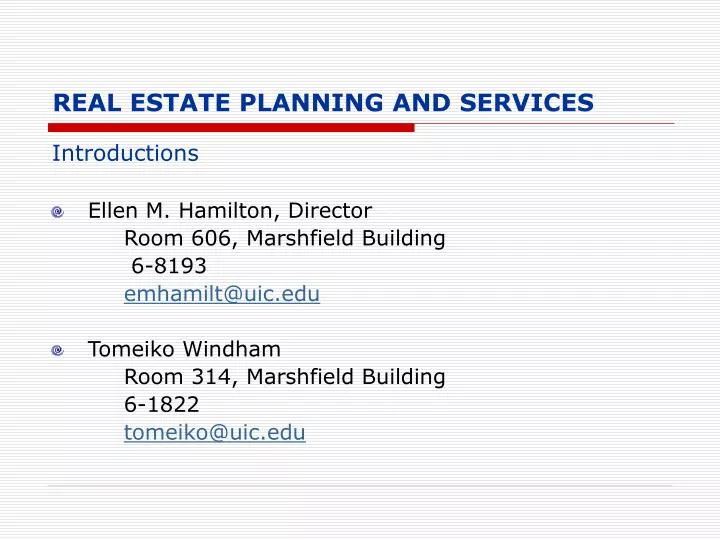 real estate planning and services