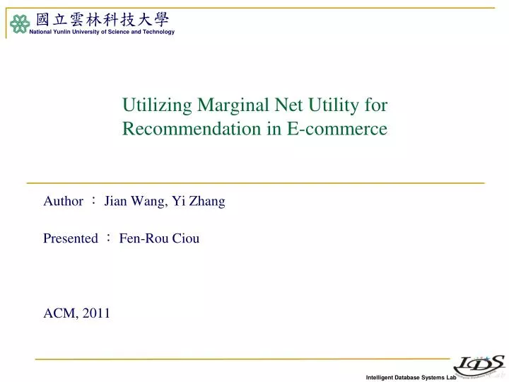 utilizing marginal net utility for recommendation in e commerce