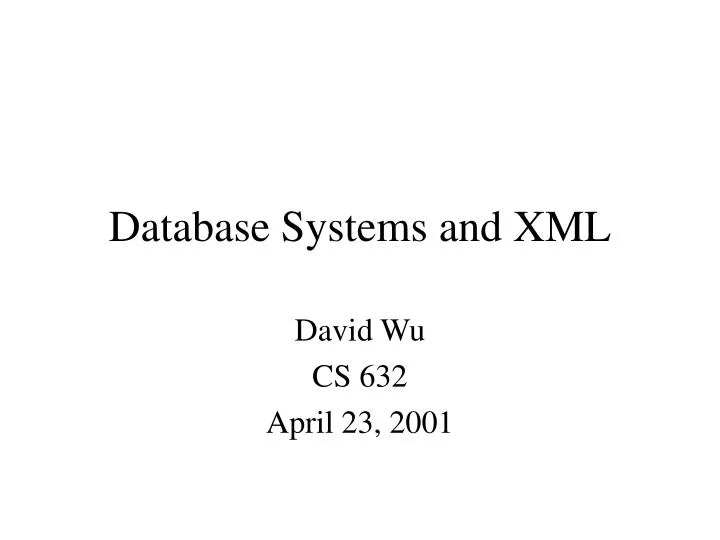 database systems and xml