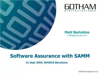 Software Assurance with SAMM
