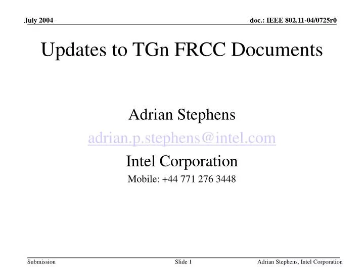 updates to tgn frcc documents