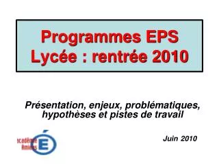 programmes eps lyc e rentr e 2010