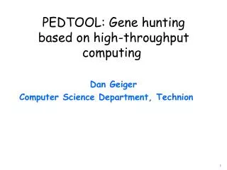 Dan Geiger Computer Science Department, Technion