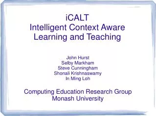 iCALT Intelligent Context Aware Learning and Teaching