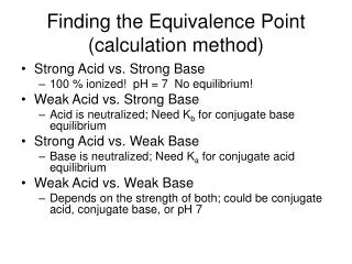 Finding the Equivalence Point (calculation method)