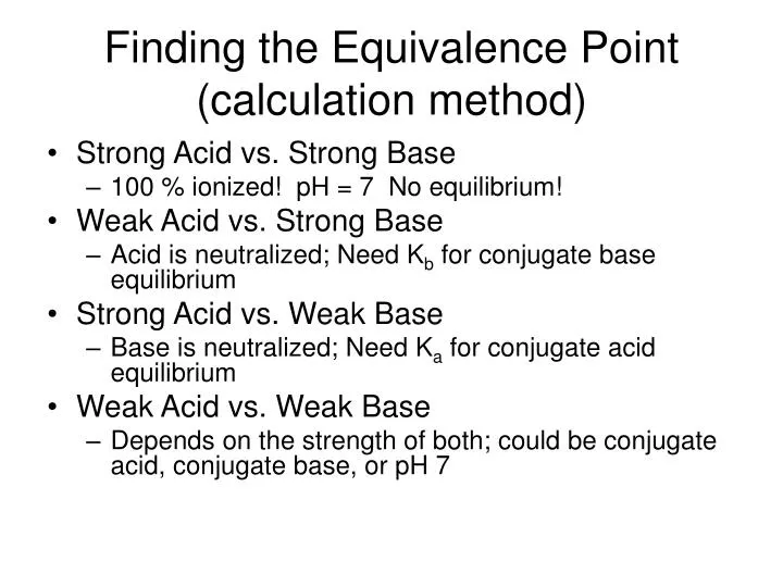 finding the equivalence point calculation method